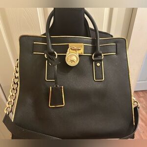 Michael Kors Hamilton Elegant Black and Gold Women's Tote